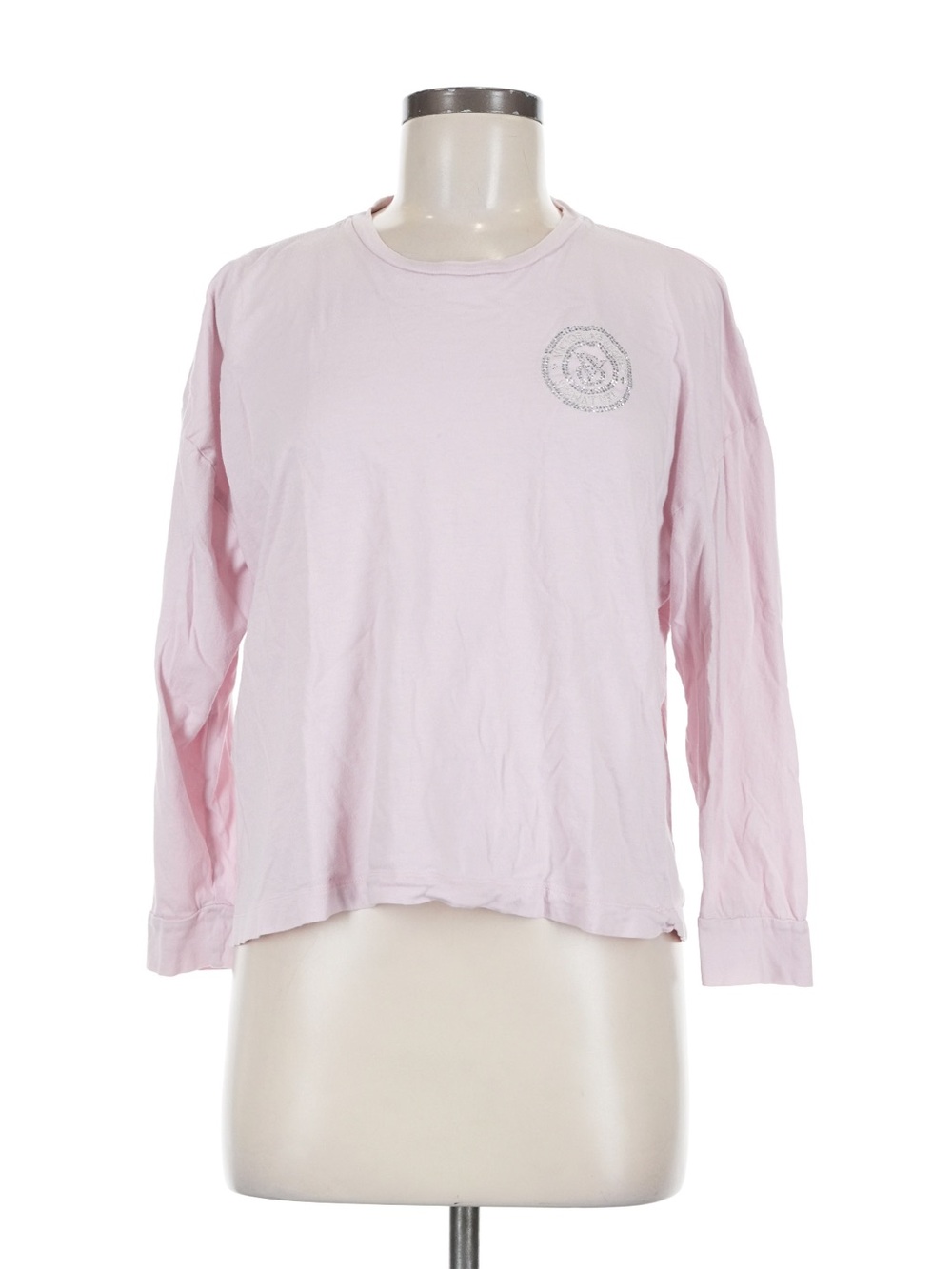Victoria's Secret Pink Long-Sleeve Rhinestone Logo Tee size L